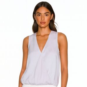 Lavender 100% Silk Chiffon V-Neck Sleeveless Surplice Top — Revolve